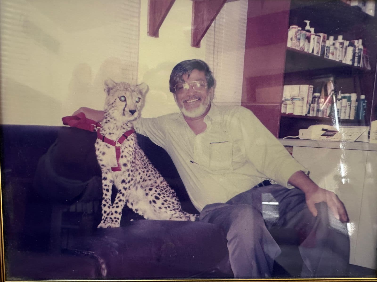 Founder Naim Uddin Syed with a cheetah
